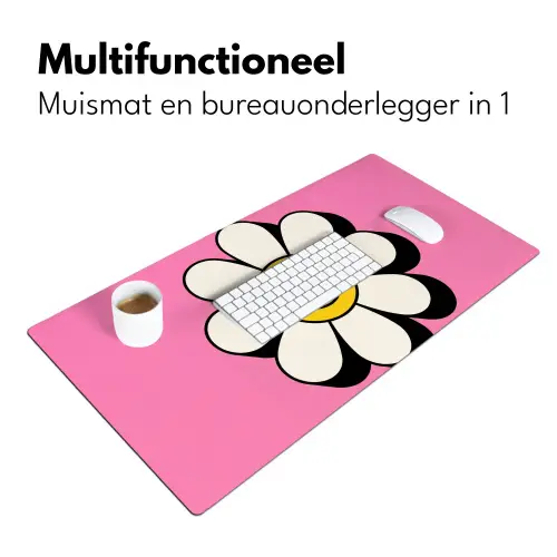 Smiley - Bloem - Roze Muismat XXL klein -sfeer4