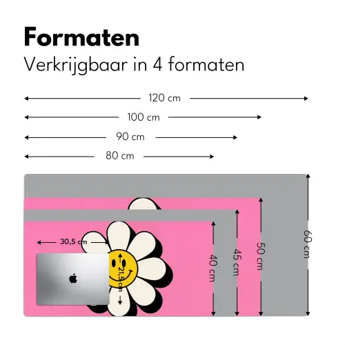 Smiley - Bloem - Roze Muismat XXL klein -sfeer5