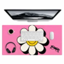 Smiley - Bloem - Roze Muismat XXL klein -3d