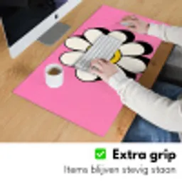 Smiley - Bloem - Roze Muismat XXL klein -sfeer3