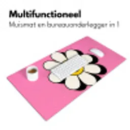 Smiley - Bloem - Roze Muismat XXL klein -sfeer4
