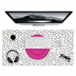 Smiley - Roze - Stippen Muismat XXL klein -3d