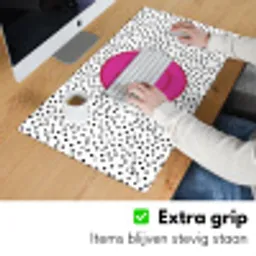 Smiley - Roze - Stippen Muismat XXL klein -sfeer3