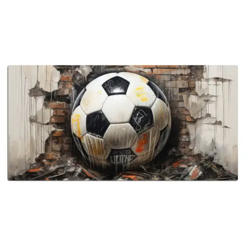 Voetbal - Muur - Zwart - Wit Muismat XXL klein -3d_leeg