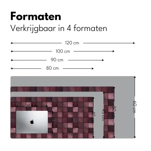 Vierkant - Tegel - Patroon - Paars Muismat XXL klein 681 -sfeer5