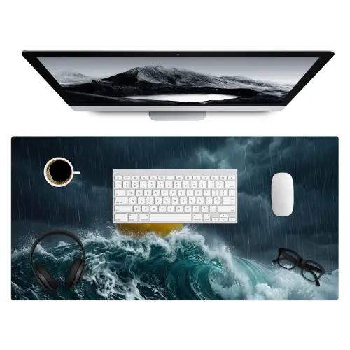 Storm - Badeend - Golven Muismat XXL klein -3d