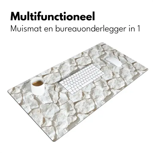 Structuur - Rots - Wit Muismat XXL klein 681 -sfeer4