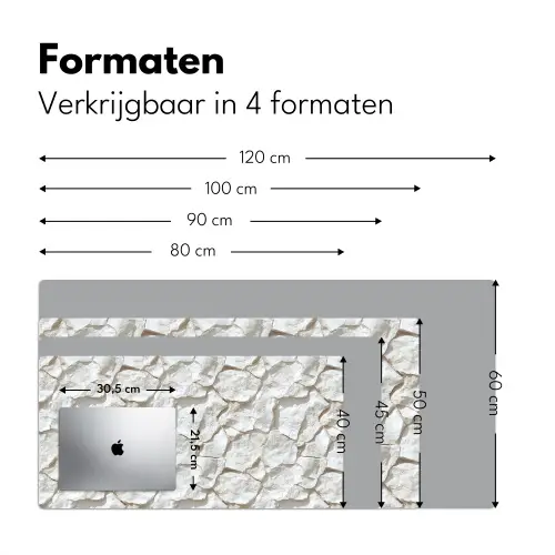 Structuur - Rots - Wit Muismat XXL klein 681 -sfeer5