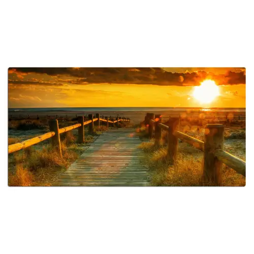 Zon - Strand - Duin - Horizon - Gras - Pad - Oranje Muismat XXL klein -3d_leeg