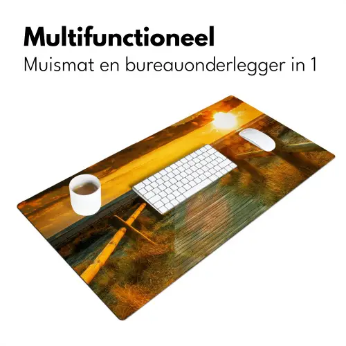Zon - Strand - Duin - Horizon - Gras - Pad - Oranje Muismat XXL klein -sfeer4