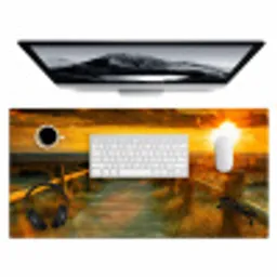 Zon - Strand - Duin - Horizon - Gras - Pad - Oranje Muismat XXL klein -3d