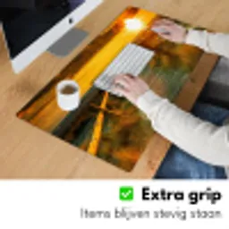 Zon - Strand - Duin - Horizon - Gras - Pad - Oranje Muismat XXL klein -sfeer3