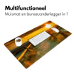 Zon - Strand - Duin - Horizon - Gras - Pad - Oranje Muismat XXL klein -sfeer4