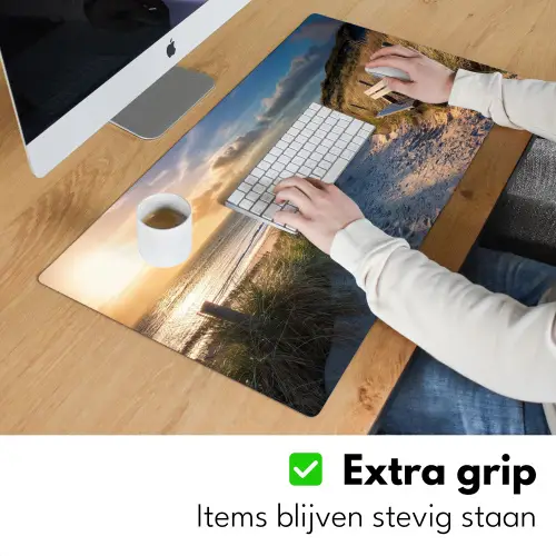 Zonsondergang - Strand - Duin - Gras - Bank Muismat XXL klein -sfeer3