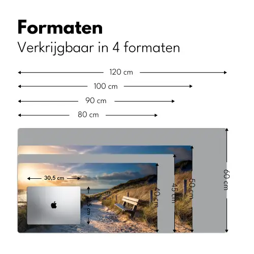 Zonsondergang - Strand - Duin - Gras - Bank Muismat XXL klein -sfeer5