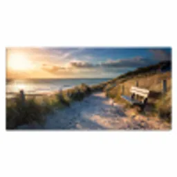 Zonsondergang - Strand - Duin - Gras - Bank Muismat XXL klein -3d_leeg