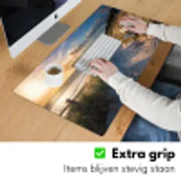 Zonsondergang - Strand - Duin - Gras - Bank Muismat XXL klein -sfeer3