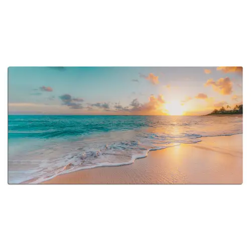 Zonsondergang - Strand - Zee - Zomer - Blauw Muismat XXL klein -3d_leeg