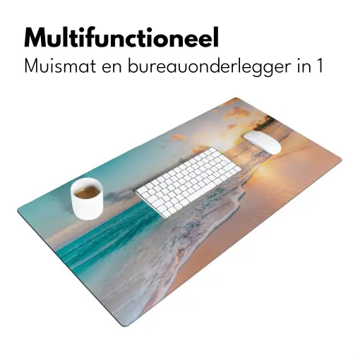 Zonsondergang - Strand - Zee - Zomer - Blauw Muismat XXL klein -sfeer4