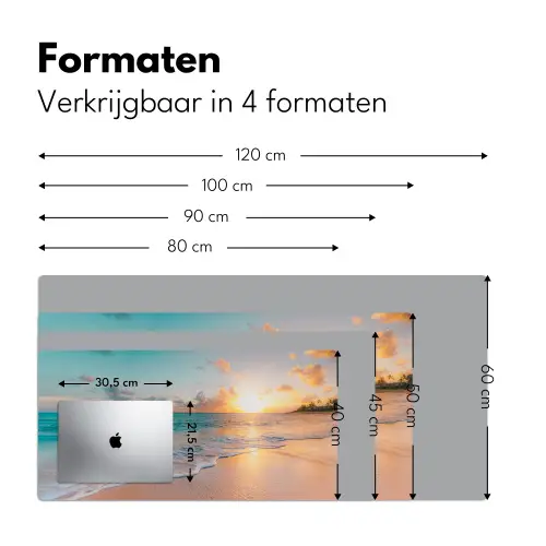 Zonsondergang - Strand - Zee - Zomer - Blauw Muismat XXL klein -sfeer5