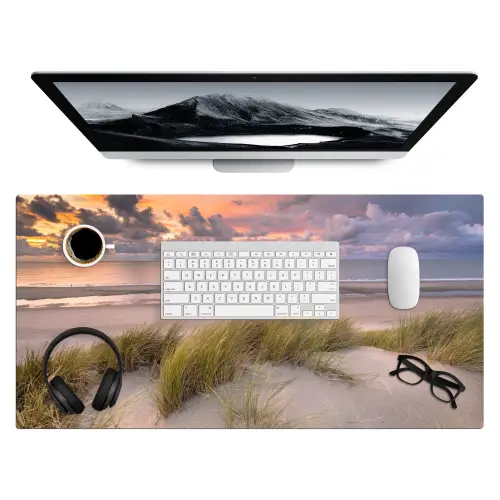 Zonsondergang - Duin - Strand - Planten - Zee Muismat XXL klein -3d