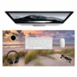 Zonsondergang - Duin - Strand - Planten - Zee Muismat XXL klein -3d