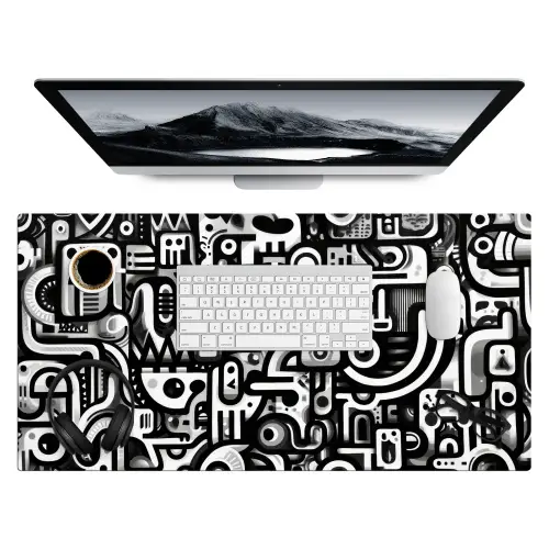 Symbolen - Abstract - Grafisch - Zwart Muismat XXL klein -3d