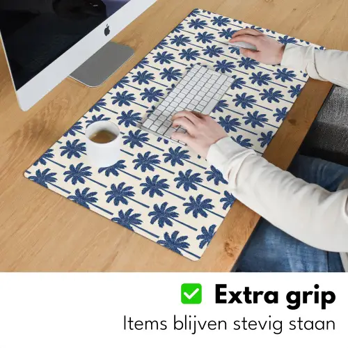 Symmetrisch - Palm - Blauw Muismat XXL klein 681 -sfeer3