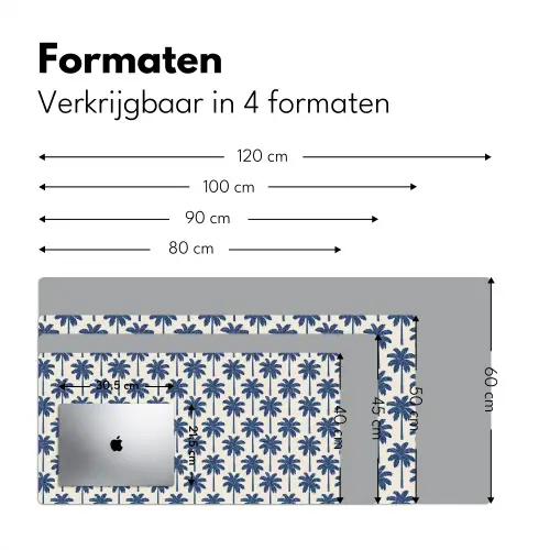 Symmetrisch - Palm - Blauw Muismat XXL klein 681 -sfeer5