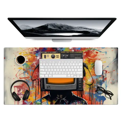 Televisie - Graffiti - Mens - Kleuren Muismat XXL klein -3d