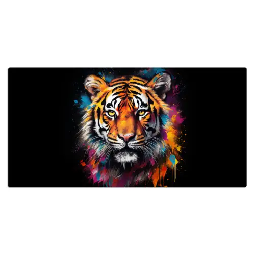 Tijger - Graffiti - Dieren - Zwart Muismat XXL klein -3d_leeg