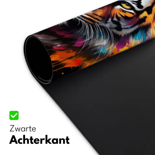 Tijger - Graffiti - Dieren - Zwart Muismat XXL klein -sfeer2