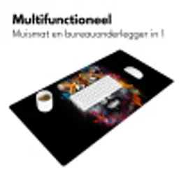 Tijger - Graffiti - Dieren - Zwart Muismat XXL klein -sfeer4