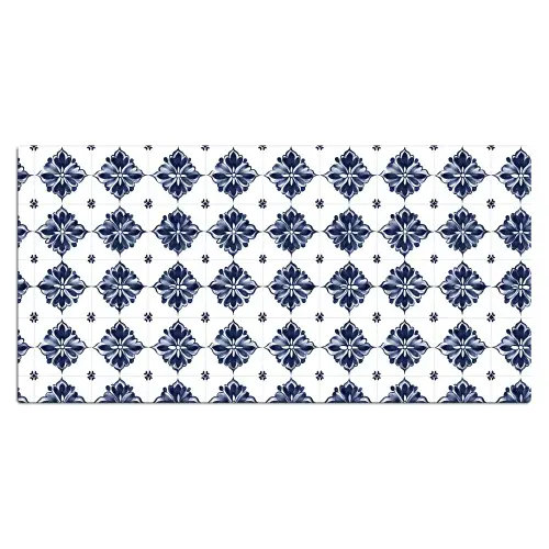 Tegelmotief - Blauw - Wit - Bloem Muismat XXL klein 681 -3d_leeg