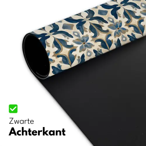 Tegel - Patroon - Blauw - Beige Muismat XXL klein 681 -sfeer2