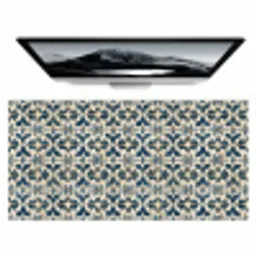 Tegel - Patroon - Blauw - Beige Muismat XXL klein 681 -zzz3d