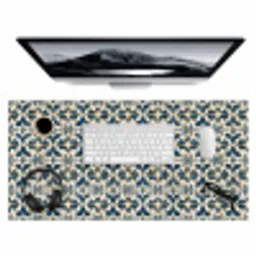 Tegel - Patroon - Blauw - Beige Muismat XXL klein 681 -3d