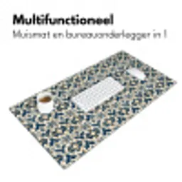 Tegel - Patroon - Blauw - Beige Muismat XXL klein 681 -sfeer4
