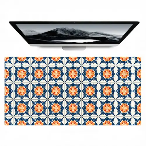 Traditioneel - Tegel - Oranje Muismat XXL klein 681 -zzz3d