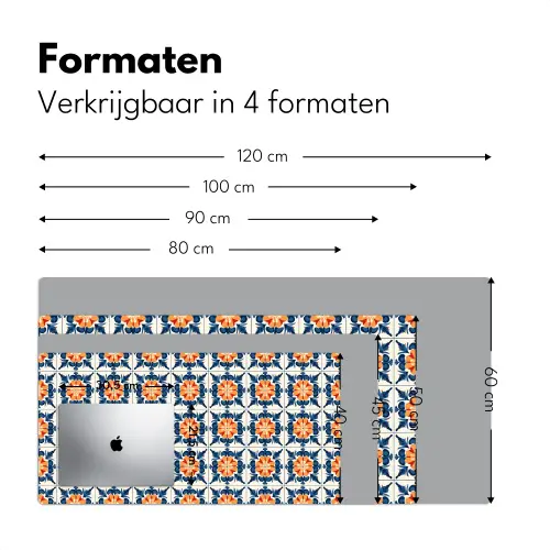 Traditioneel - Tegel - Oranje Muismat XXL klein 681 -sfeer5