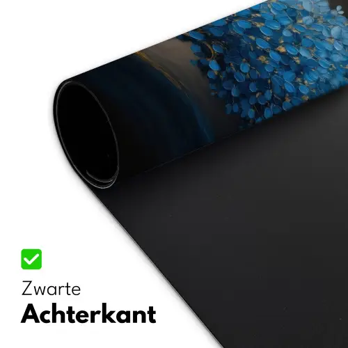 Boom - Blauw - Bladeren - Penseelstreken Muismat XXL klein -sfeer2