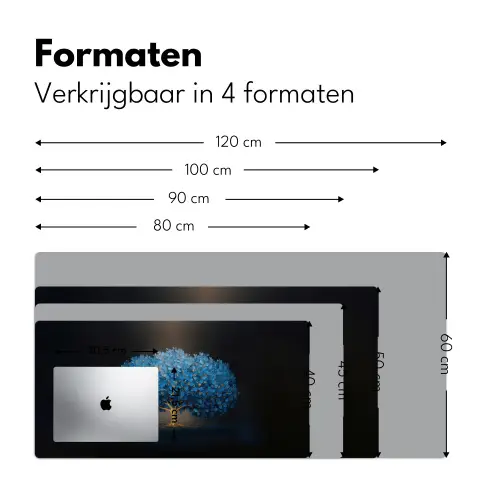 Boom - Blauw - Bladeren - Penseelstreken Muismat XXL klein -sfeer5