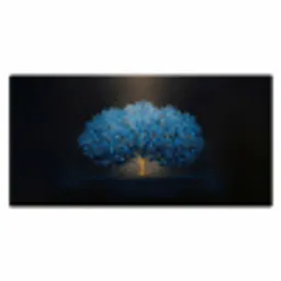 Boom - Blauw - Bladeren - Penseelstreken Muismat XXL klein -3d_leeg