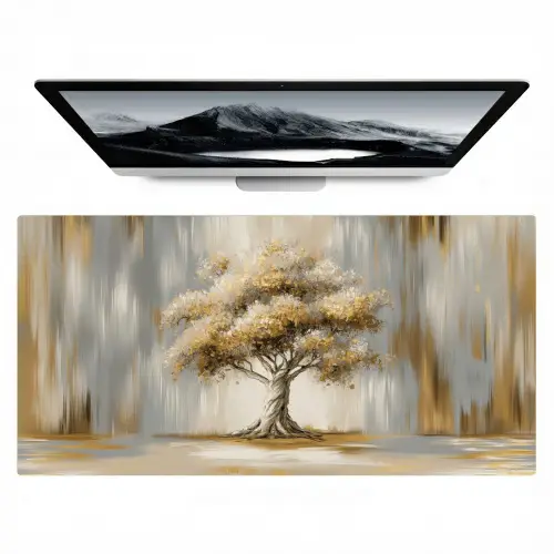 Boom - Bladeren - Abstract - Wit Muismat XXL klein -zzz3d
