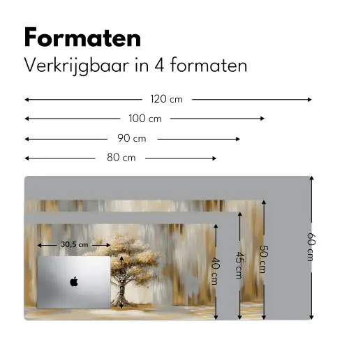Boom - Bladeren - Abstract - Wit Muismat XXL klein -sfeer5