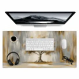 Boom - Bladeren - Abstract - Wit Muismat XXL klein -3d