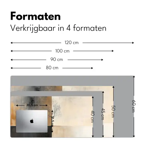 Boom - Vlakken - Takken - Kleurverloop Muismat XXL klein -sfeer5