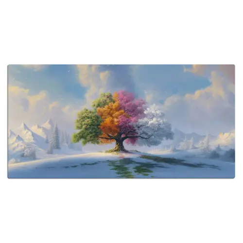Boom - Seizoenen - Winter - Landschap Muismat XXL klein -3d_leeg