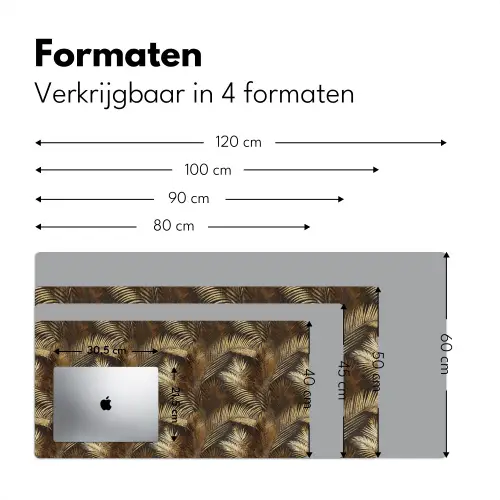Tropisch - Bladeren - Goud Muismat XXL klein 681 -sfeer5