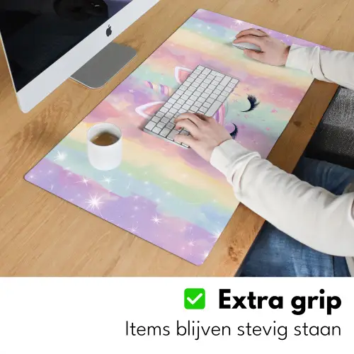 Eenhoorn - Glitters - Regenboog - Pastel Muismat XXL klein -sfeer3